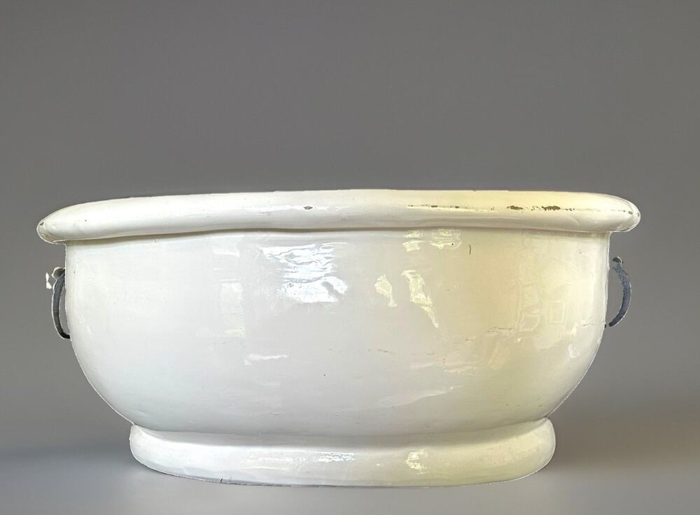 Pottery Barn White Ceramic Jardiniere Footbath Planter Ice Bucket Made in Italy